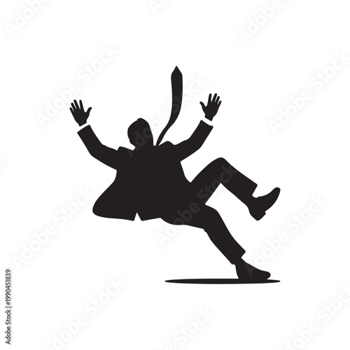 Business man falling down silhouette vector flat illustration design.Adobe Illustrator Artwork