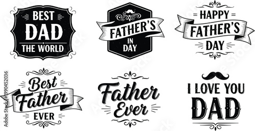 Happy father's day vintage labels typography for dad best wishes