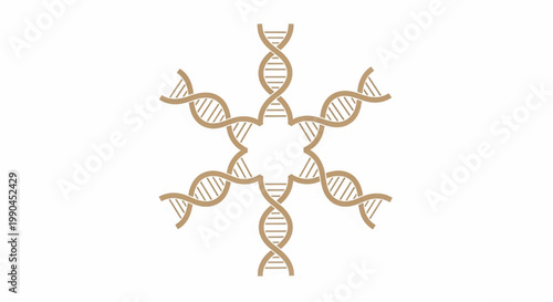 DNA molecule icon with double helix strands and genetic crossover shapes in minimalist brown outline style