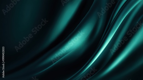 Luxury Emerald Green Silk Fabric Texture Background, Smooth Elegant Satin Material Wavy Folds with Subtle Soft Glow