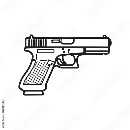 Glock 17 outline vector flat illustration design
