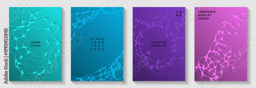 Gorgeous dj party posters. Smooth waves stream backgrounds. Stylish notebook vector layouts. Night party posters collection fluid curves graphic design.
