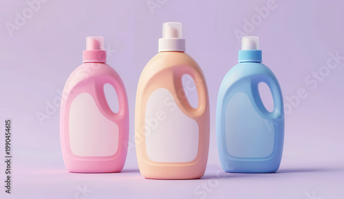 3D render cleaning products pastel style