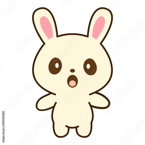 Kawaii Surprised White Rabbit Character Illustration