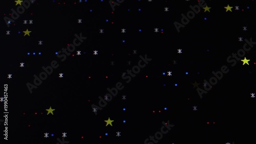 Retro pixel starfield background with glowing dots on black video horizontal