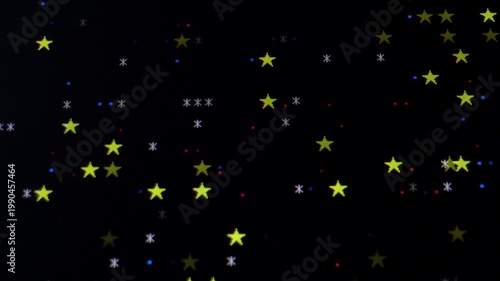 Retro pixel starfield background with glowing dots on black video horizontal
