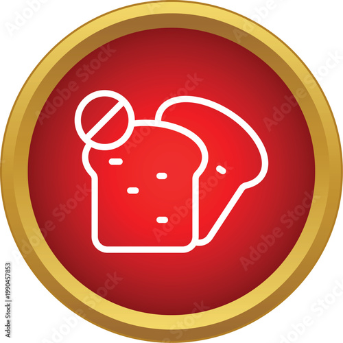 Gluten free bread icon symbolizing dietary restriction from celiac disease