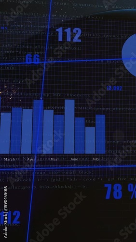Vertical video: On scan start, blue UI panning, scanline sweeping, values falling to show trends
