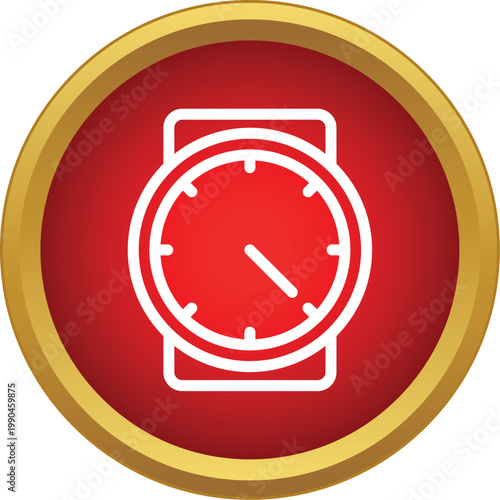 Wristwatch on a red and gold background representing time, deadlines, and urgency