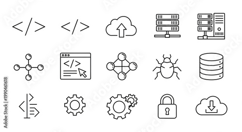 Collection of Technology and Programming Icons.