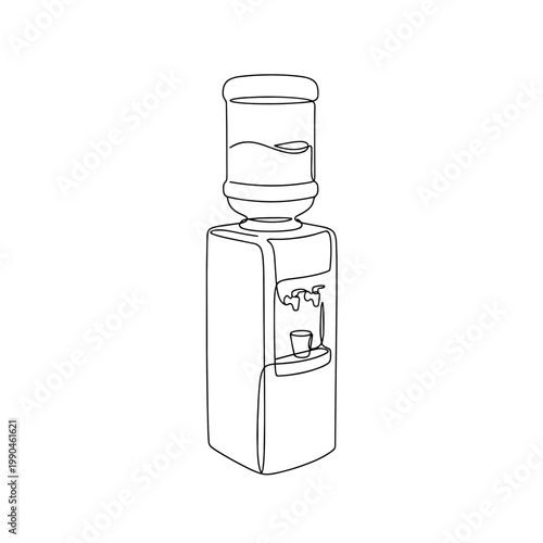 Water cooler line art icon. Office break room equipment. Minimalist vector illustration