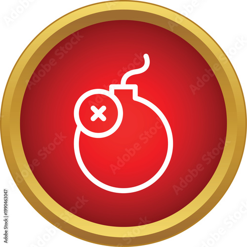 Bomb icon with a cross indicating elimination of threat or error