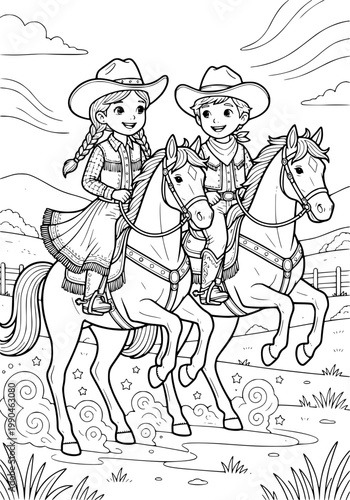 Little Cowboys coloring page
