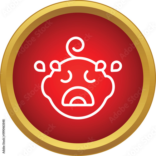 Baby face icon crying with tears, representing upset and emotion