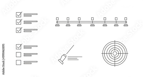 Checklist progress bar syringe and target icons.