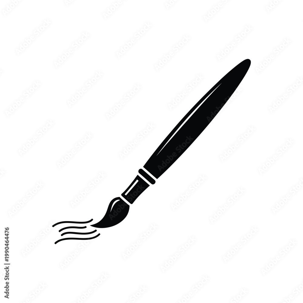 Fototapeta premium Black paint brush with bristles.