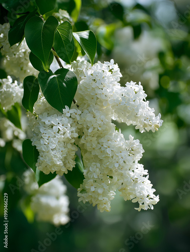 Blooming white flowers gracefully sway in the gentle breeze on a bright sunny day in springtime Generative AI