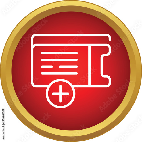 Ticket icon with plus sign representing buying and ordering events