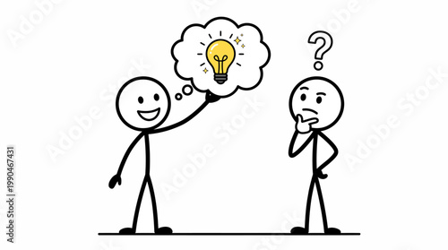 Sharing a bright idea with someone who is confused or curious
