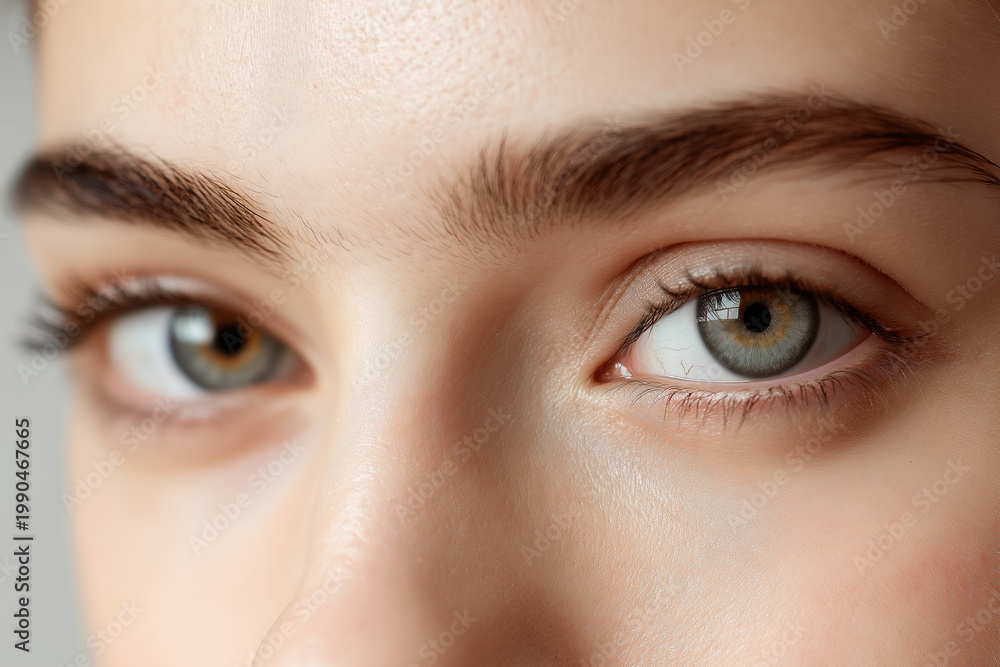 Obraz premium Stunning close-up of a young woman's captivating eyes showcasing natural beauty and clarity Generative AI