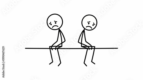 Emotional distance illustrated by two sad stick figures in a relationship conflict