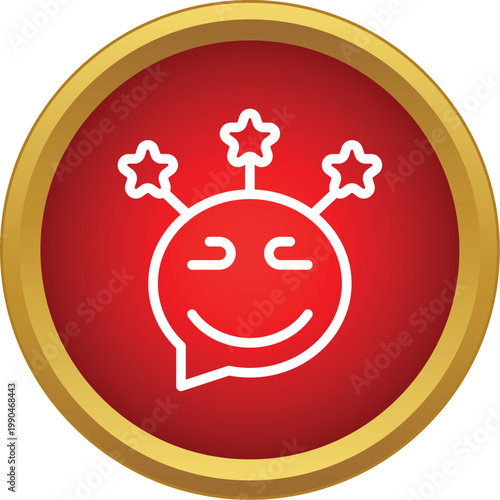 Dizzy emoji or emoticon showing stars above its head in a red circle