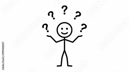 Stick Figure Pondering with Question Marks - Navigating Decisions and Uncertainty