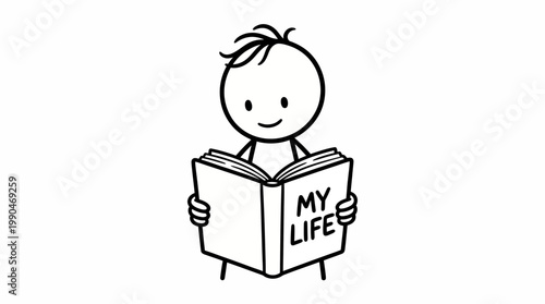 Stick Person Discovering Personal History and Experiences within the Pages of a Book
