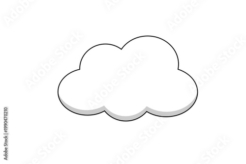 陰影のついた白い雲のイラスト