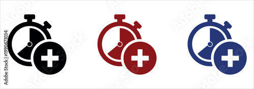 Professional Timer and Stopwatch Add Icon Set for Project Management Productivity and Time Tracking Concept Vector Illustration.