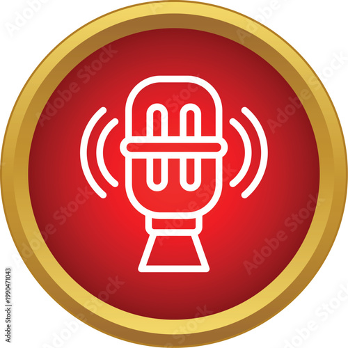 Microphone icon symbolizing live broadcast, sound recording and online podcasting