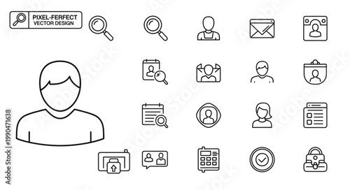 Collection of user interface icons representing search and people.