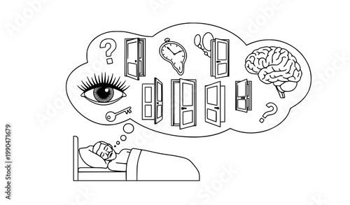 Freud Dream Analysis Psychology Vector Illustration