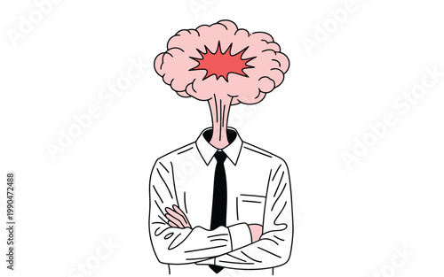 Brain shaped head man a surreal illustration of thought and identity