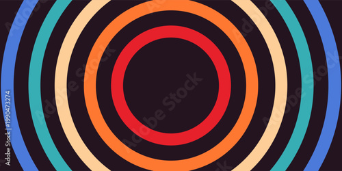 Design in futuristic 1970's 1980's 1960's era line frame retro style. Abstract perforated retro vintage background with circles element and retro colors. Vector funky illustration.