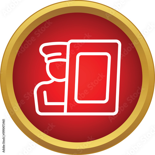 Icon presenting a police officer holding a protective riot shield