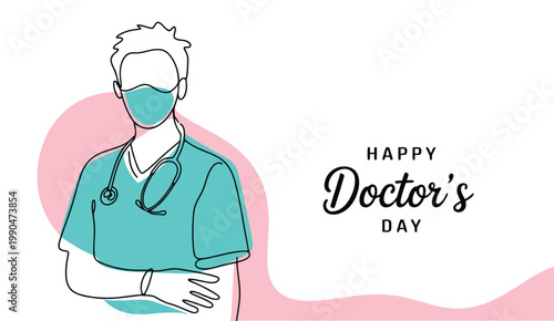 Happy doctor's day celebrating healthcare professionals with a sketch illustration