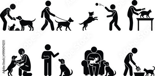 Everyday activities involving pets and their owners Vector