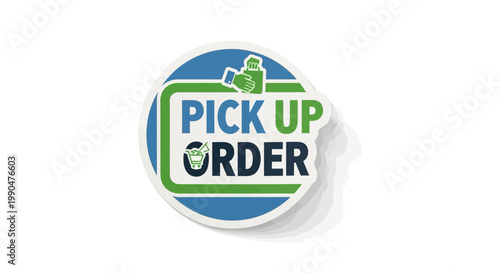 Pick Up Order Sticker with Shopping Cart Icon
