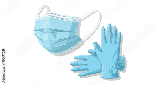 Medical face mask and protective gloves