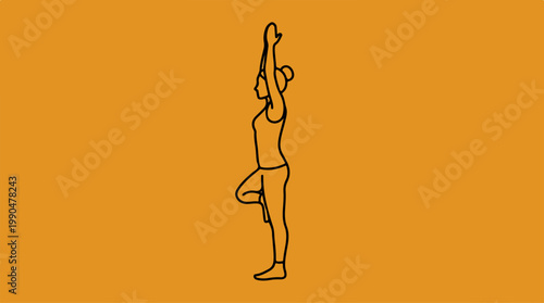 Yoga Pose - Tree Pose with Arms Raised for Balance and Focus.