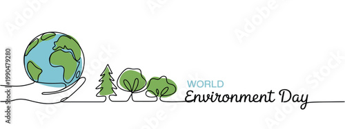 Protecting our planet a hand nurturing earth and trees for environment day