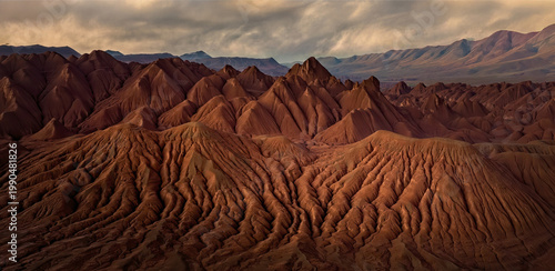 Eroded landscape of Devil Desert (Desierto del Diablo) in Los Colorados area close by Tolar Grande town in the province of Salta in La Puna ecoregion of the Andes in Argentina, South America, America