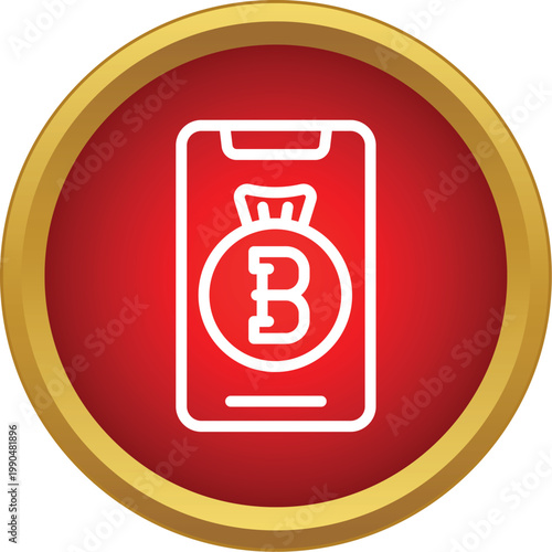Smartphone displaying a bitcoin icon in a money bag for crypto payments