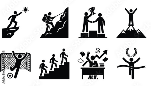 Journey of achievement through various milestones and triumphs in life and career Vector
