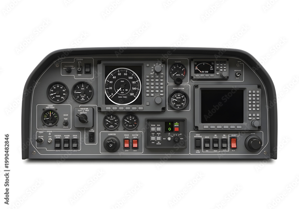 Fototapeta premium aircraft cockpit control panel with navigation instruments