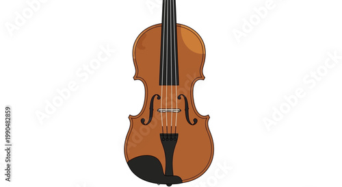 Vector illustration of a classic wooden violin on white background