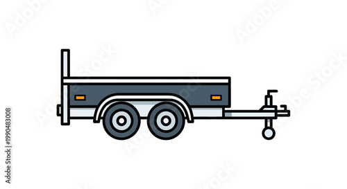 Minimalist vector illustration of a utility trailer on white background