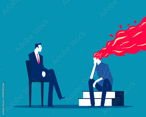 The business person watched in coworkers head a burning