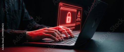 Cybersecurity breach prevention digital workspace visual guide dark environment close-up view importance of data security in today's technology landscape